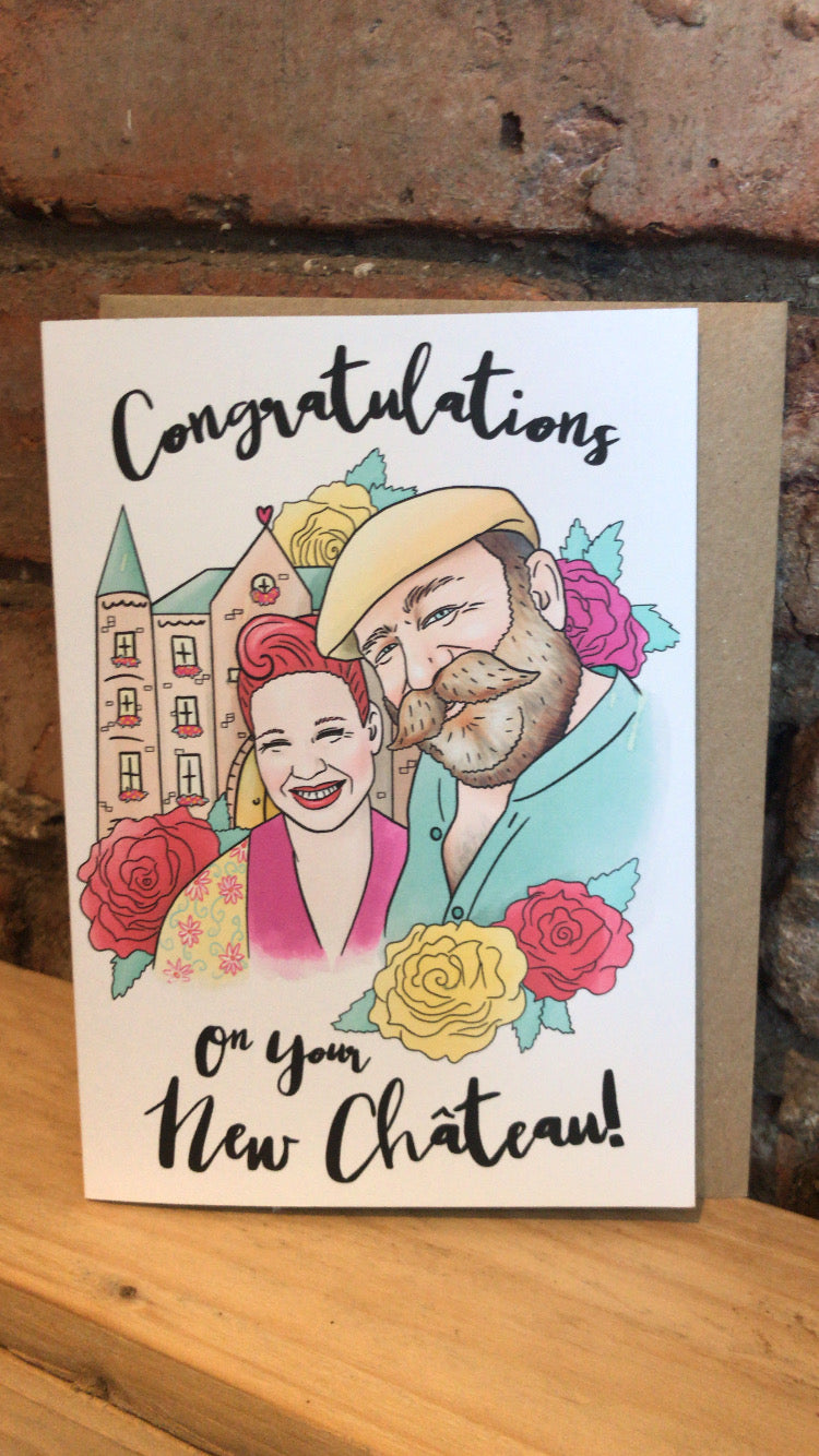 Sketchy Print Card - Congratulation on your new Chateau !