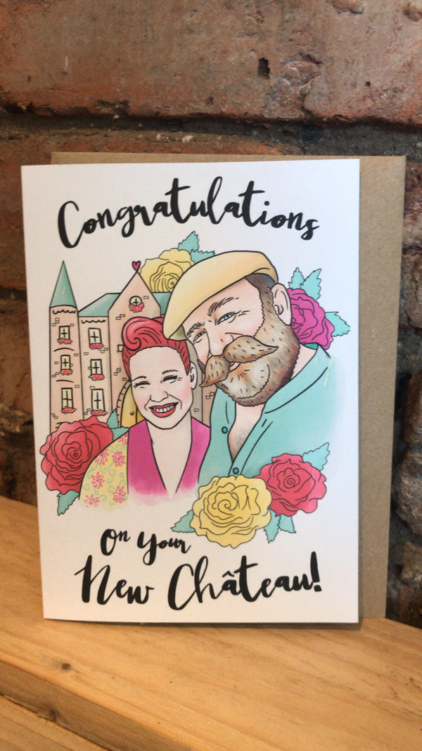 Sketchy Print Card - Congratulation on your new Chateau !